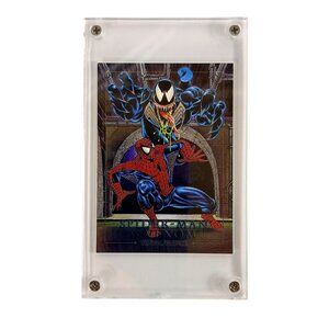 1992 SkyBox Marvel Masterpieces Spider-Man Vs Venom 4-D Foil Card In Case